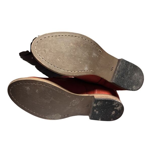 New Diba True Designer Red Leather Slouchy Lace Up Booties Women size 8.5 - Picture 6 of 8